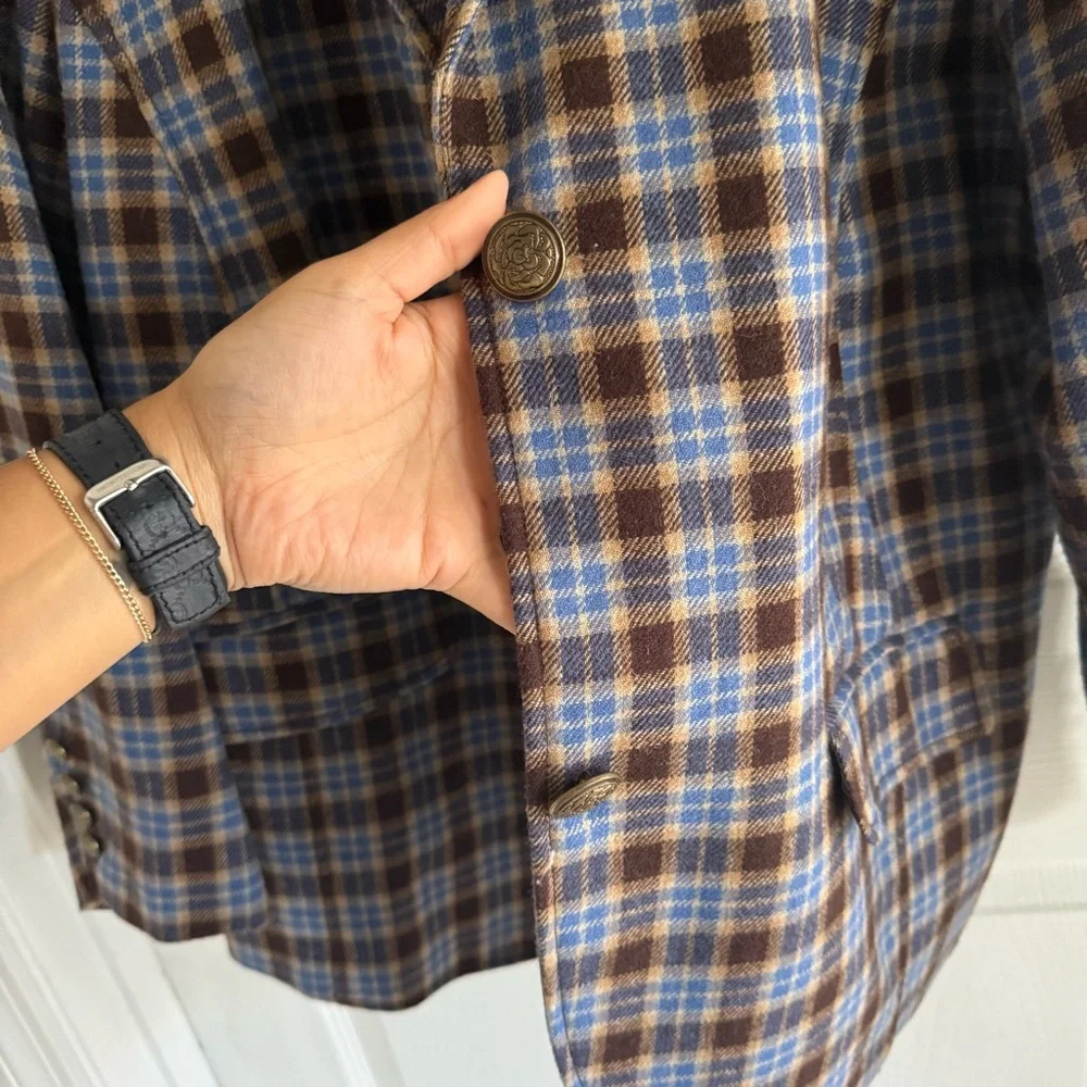 Plaid Wool Blend Blazer - Picture 6 of 9